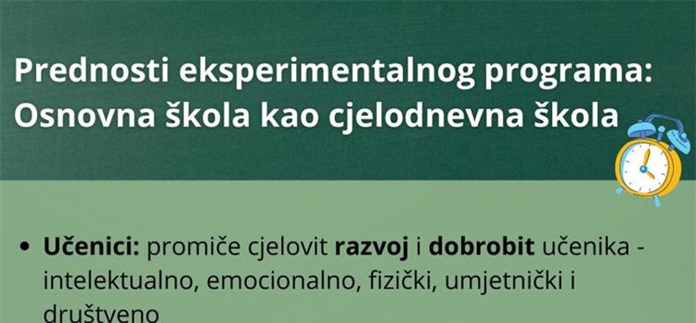Rok za sudjelovanje u eksperimentalnom programu cjelodnevne škole do 5. svibnja